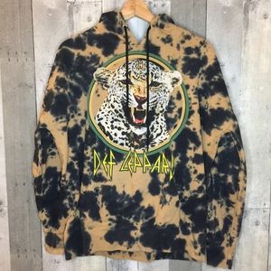 Def Leppard Bleached Tie Dye Cheetah Hoodie